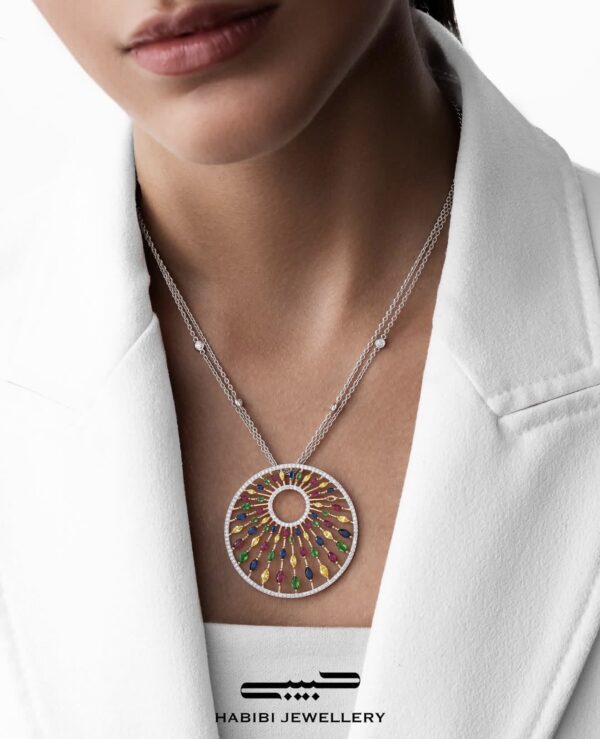 گردنبند جواهر با سنگ های رنگی